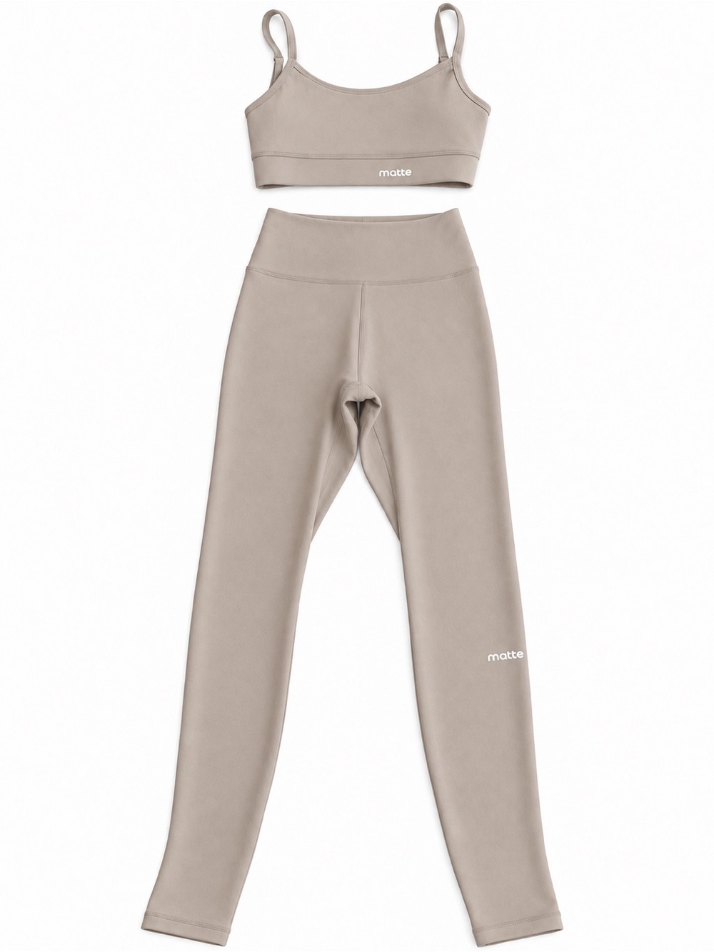 NWOT MATE the Label Taupe High Rise Leggings Sports Bra Set Size XS